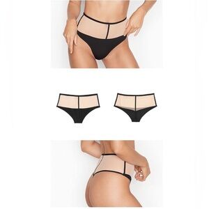 Victoria's Secret Black and Nude High-Waist Panty